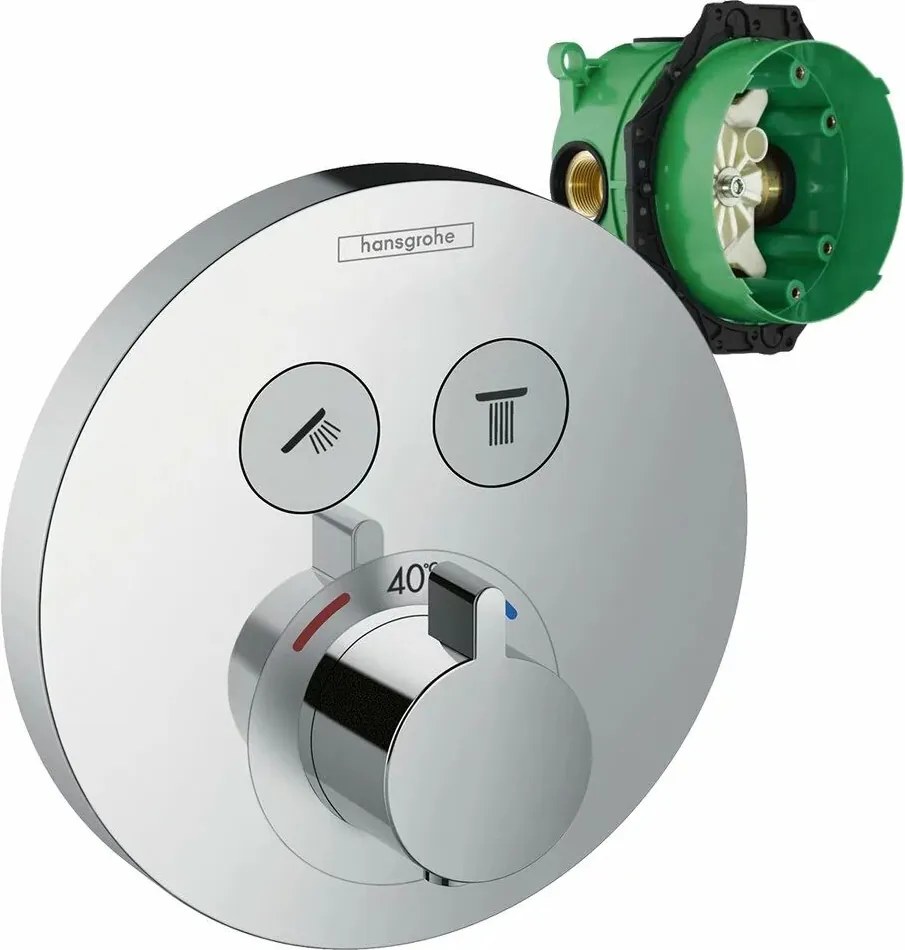 Baterie dus incastrata Hansgrohe ShowerSelect S cu 2 functii crom lucios plus iBox