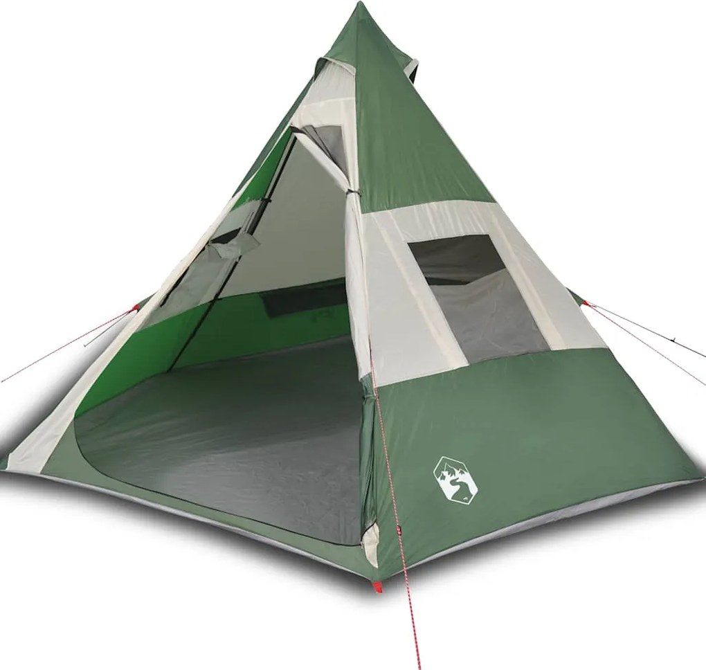 vidaXL Cort de camping tipi pentru 7 persoane, verde, impermeabil