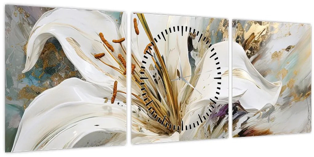 Tablou - Abstracție cu crin (cu ceas) (90x30 cm)