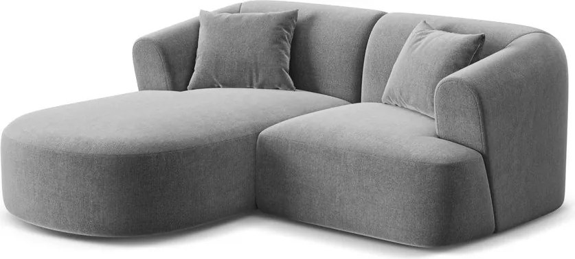 Colțar gri deschis cu tapițerie din catifea (cu colț pe partea stângă/cu șezlong) Campi – Cosmopolitan Design