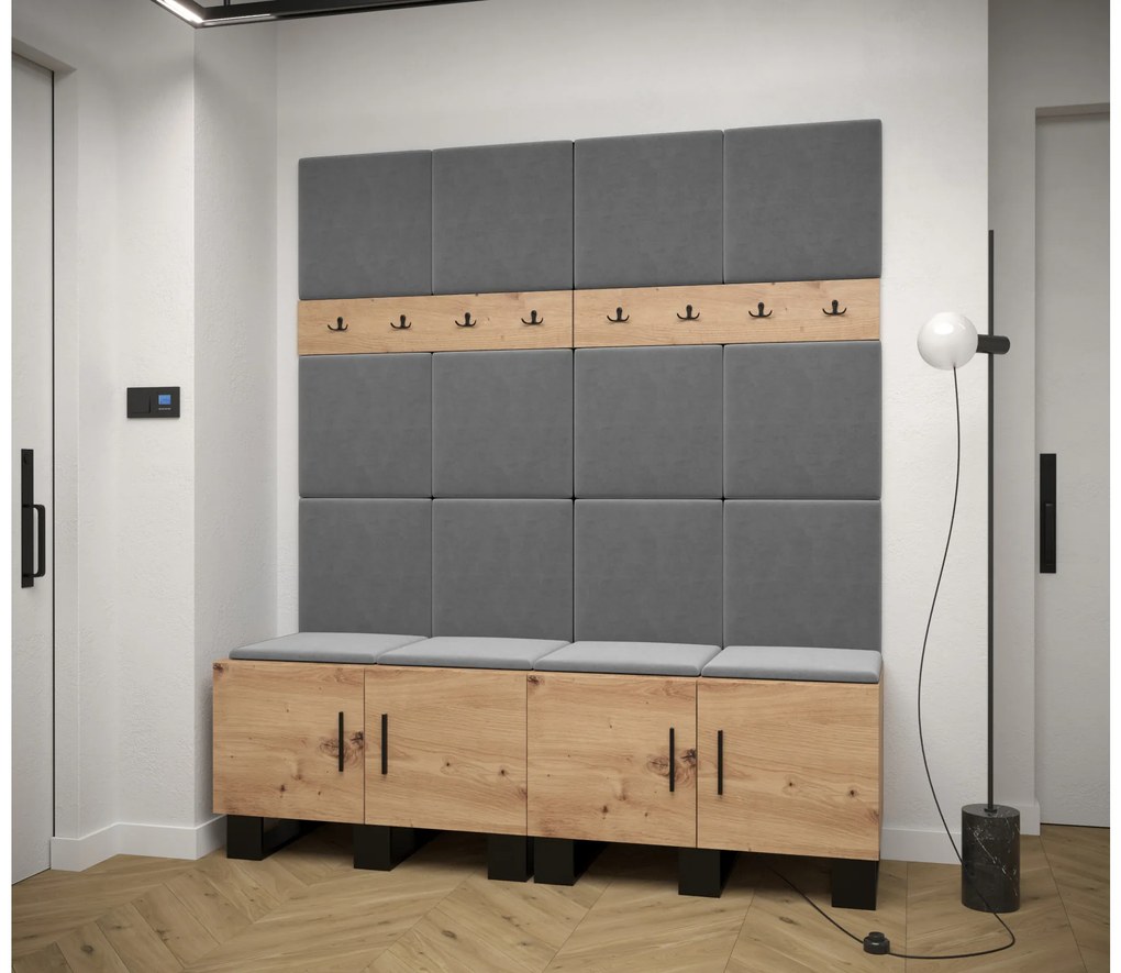 Set mobilier pentru hol Amanda 3 (Stejar artisan + gri închis). 1085878