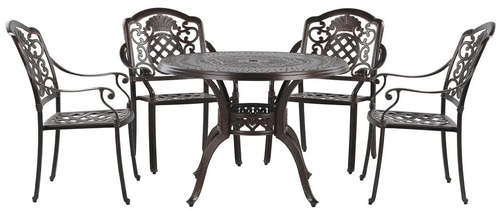 Set de masă pentru grădină SALIO (metal) (maro) (pentru 4 persoane). 1019204