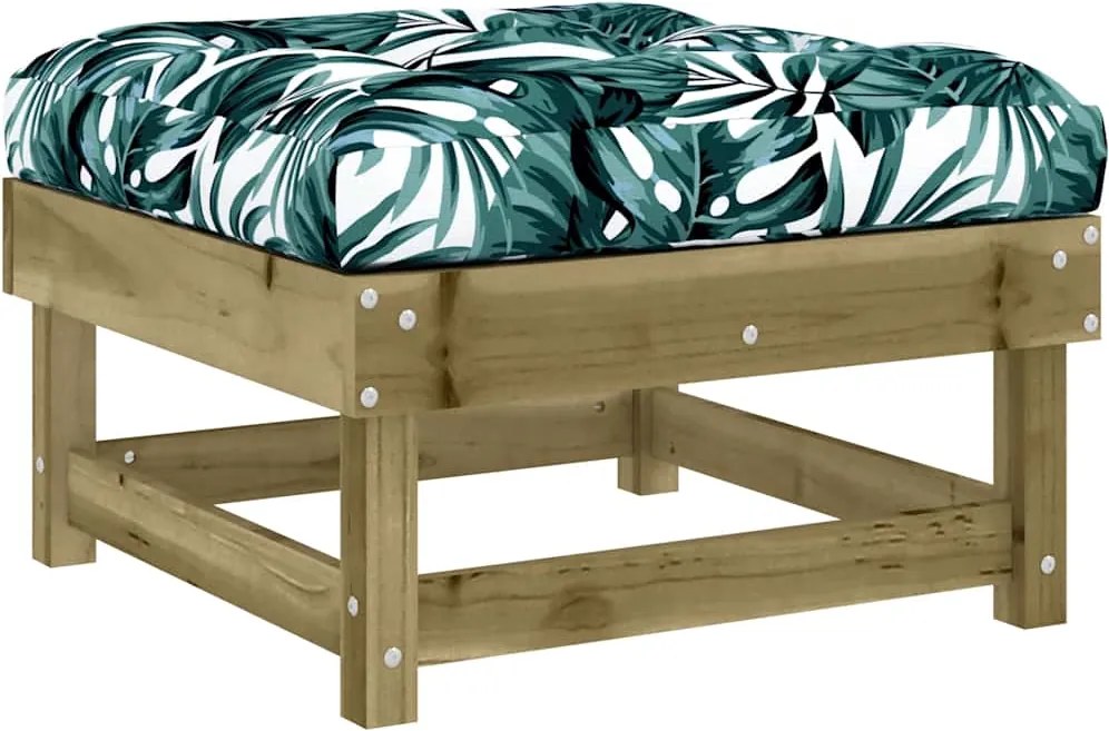 vidaXL Taburet de grădină cu pernă, lemn de pin tratat