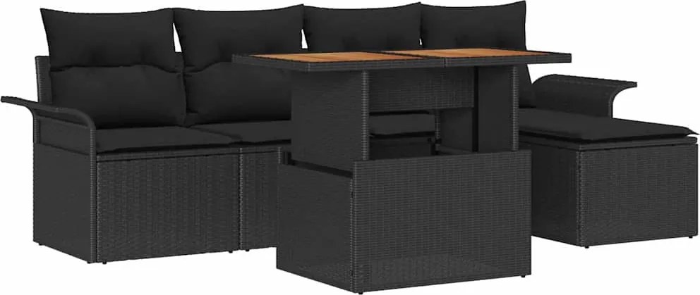 vidaXL Set de canapele pentru grădină 6 pcs Negru Rattan poli