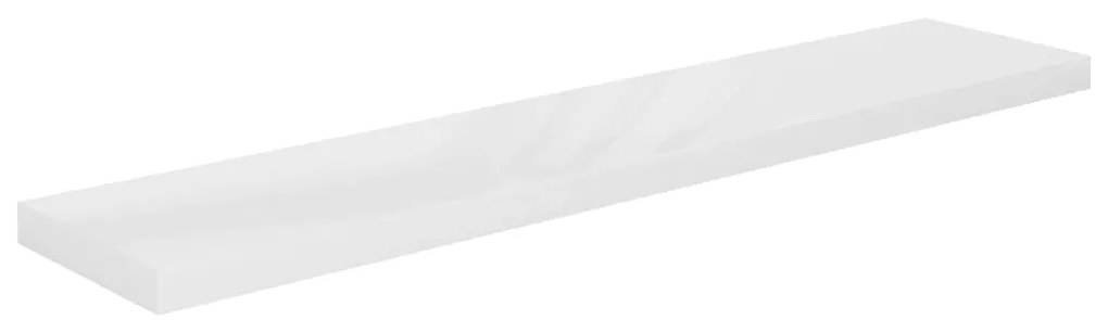 323757 vidaXL Raft de perete suspendat, alb extralucios, 120x23,5x3,8 cm, MDF