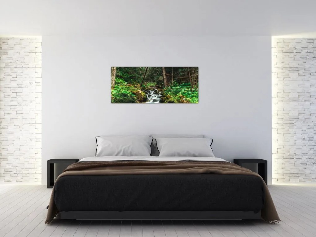 Tablou cu pârău în pădure (120x50 cm)