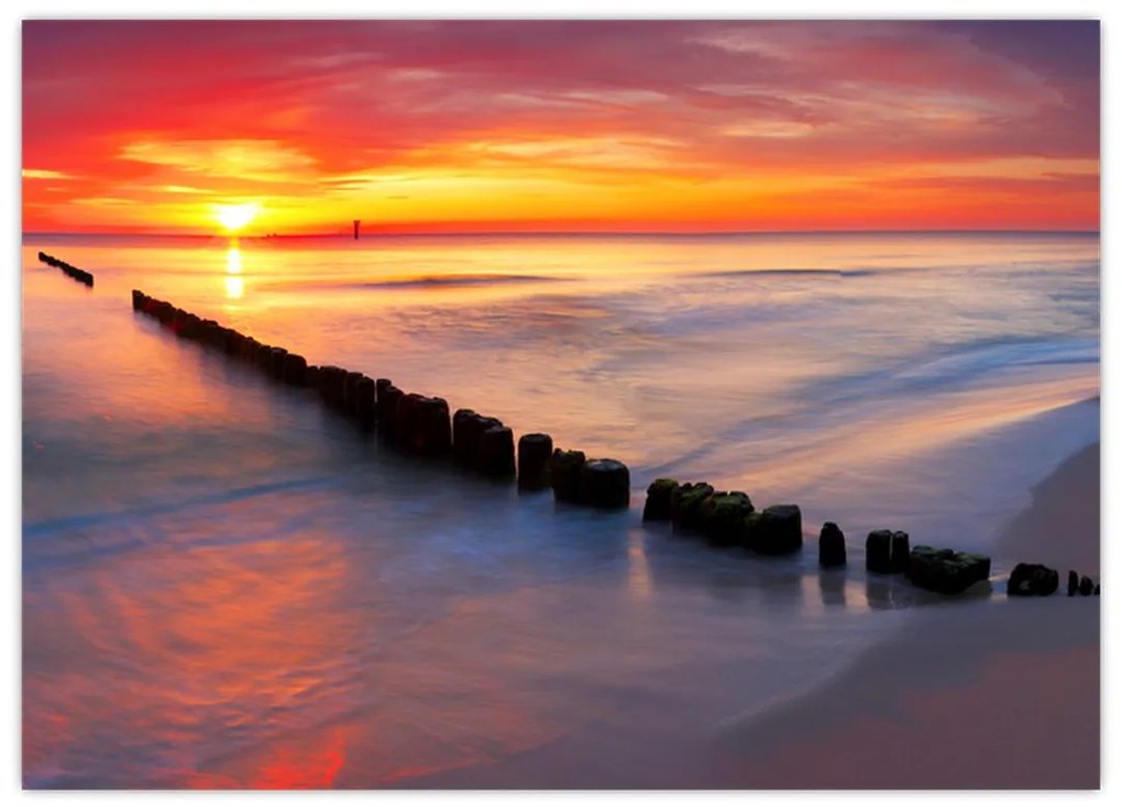 Tablou pe sticlă - Apus de soare, Marea Baltică, Polonia (70x50 cm)