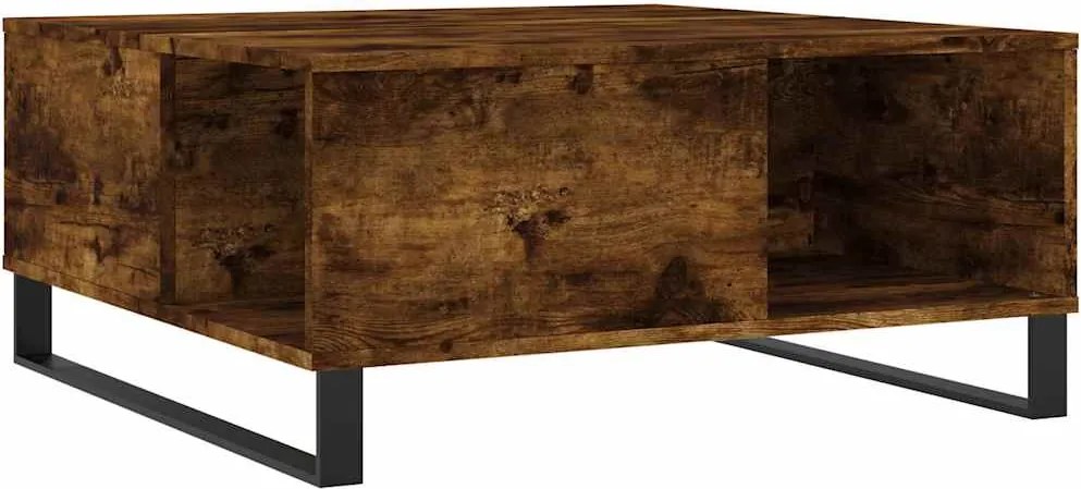 vidaXL Măsuță de cafea, stejar afumat, 80x80x36,5 cm, lemn prelucrat