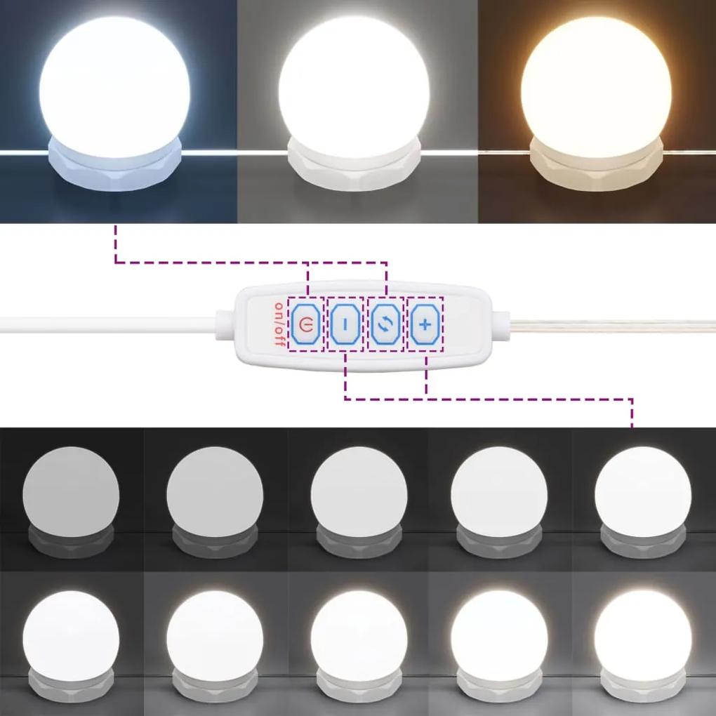 Masa de toaleta cu LED, alb, 86,5x35x136 cm Alb