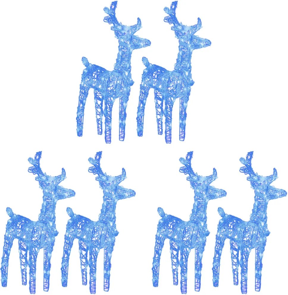 vidaXL Reni de Crăciun, 6 buc., albastru, 240 LED-uri, acril