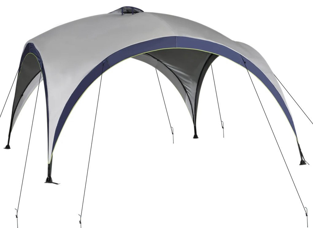 Outsunny Pavilion grădină Gartenzelt cort de petrecere cort de soare rezistent la intemperii, stalp metal + poliester crem + albastru 4 x 4 x 2,5 m | Aosom Romania