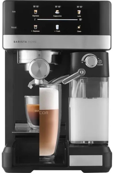 Sencor - Espressor manual cu portafiltru, 1350 W/230 V, negru/crom mat