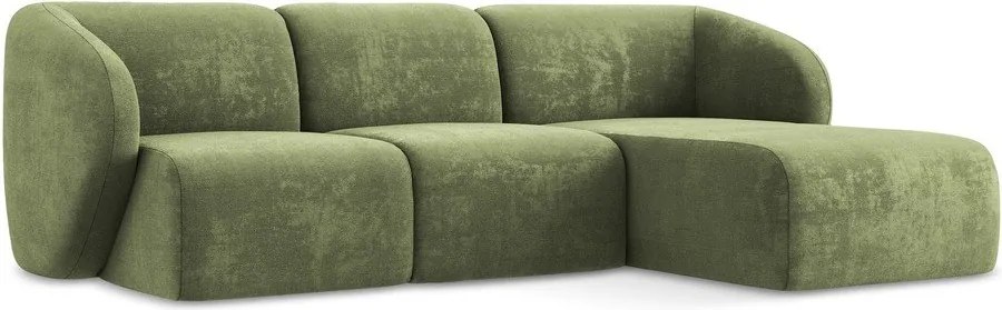 Colțar verde cu tapițerie din chenille (cu colț pe partea dreaptă/cu șezlong) Lani – Makamii