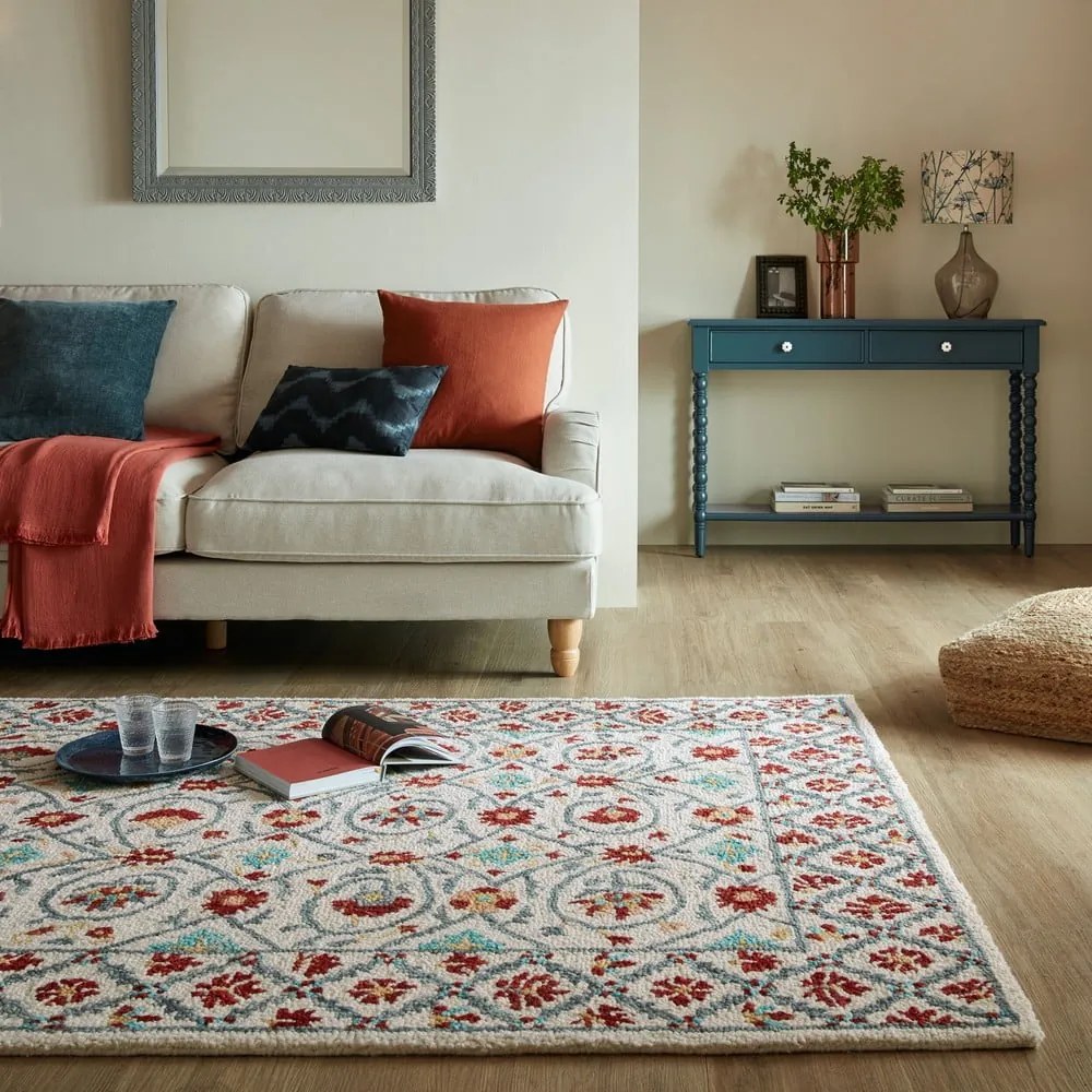 Covor roșu/albastru țesut manual din lână 160x230 cm Iris Traditional – Flair Rugs