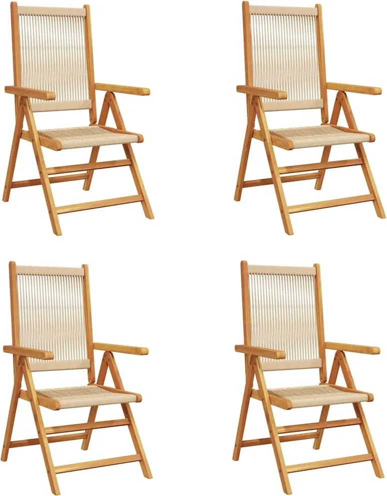 vidaXL Scaune de grădină rabatabile, 4 buc., bej, lemn masiv acacia