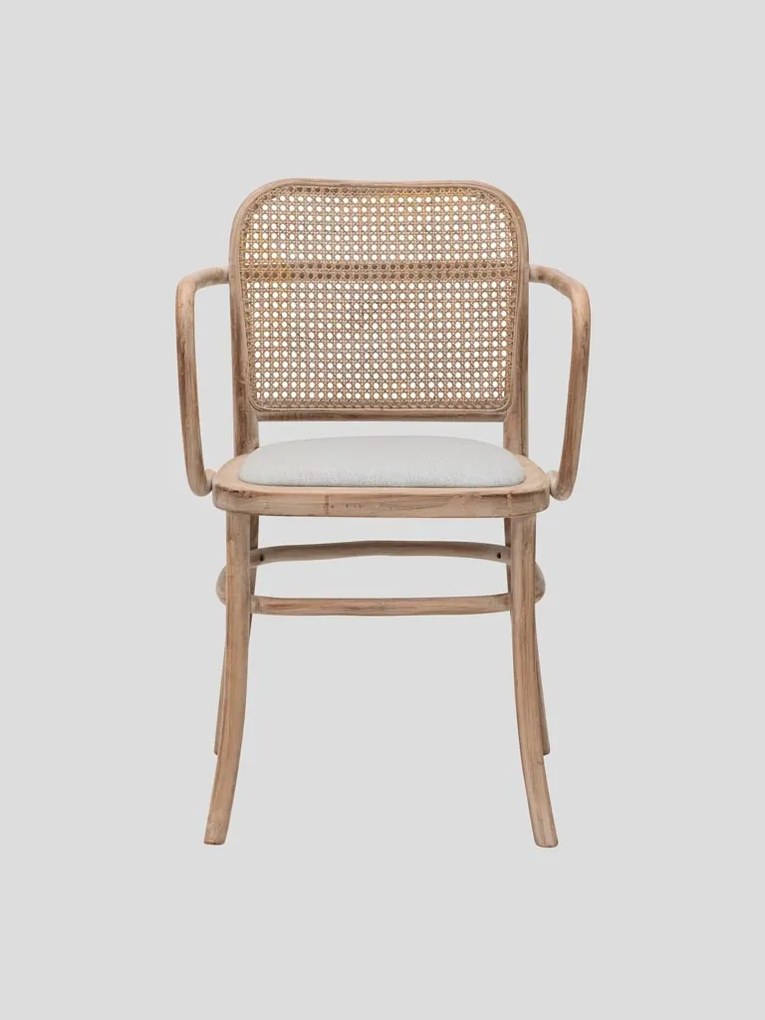 Scaun dining bej din rattan si panza Bruno