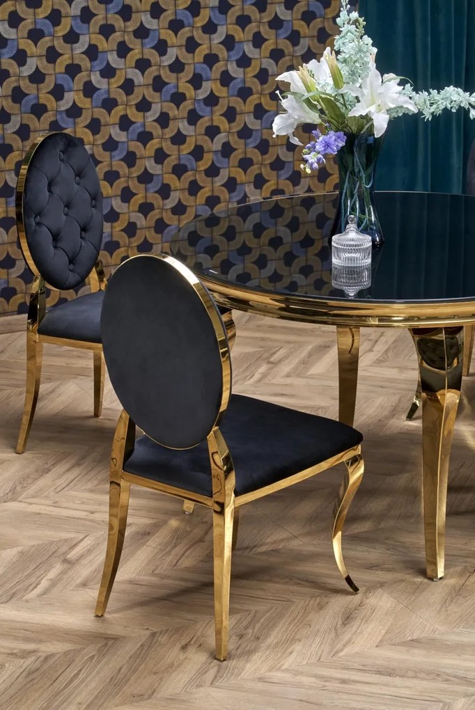 Masa rotunda Reginald 2 negru/auriu ø120 cm