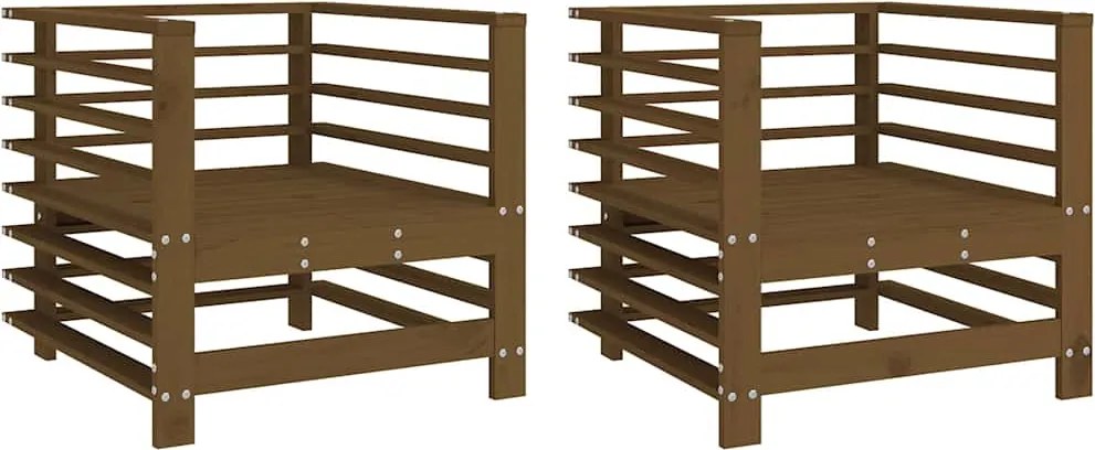 vidaXL Scaune de grădină, 2 buc., maro miere, lemn masiv pin