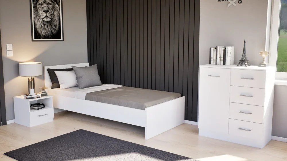 Pat single Miami 90x200 cm alb-alb