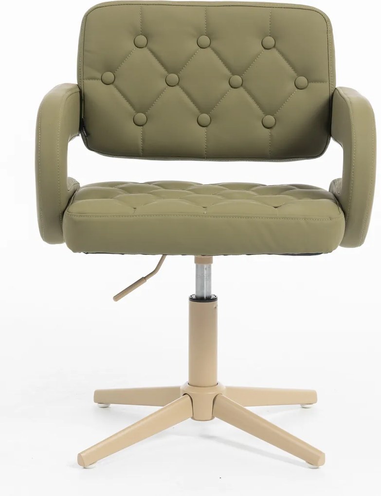 HR8403CROSS Scaun Khaki Piele Ecologica Premium Soft cu Bază Crem