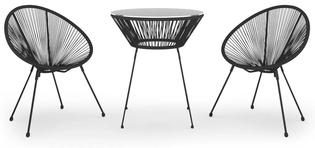 3085448 vidaXL Set de mobilier pentru grădină, 3 piese, negru