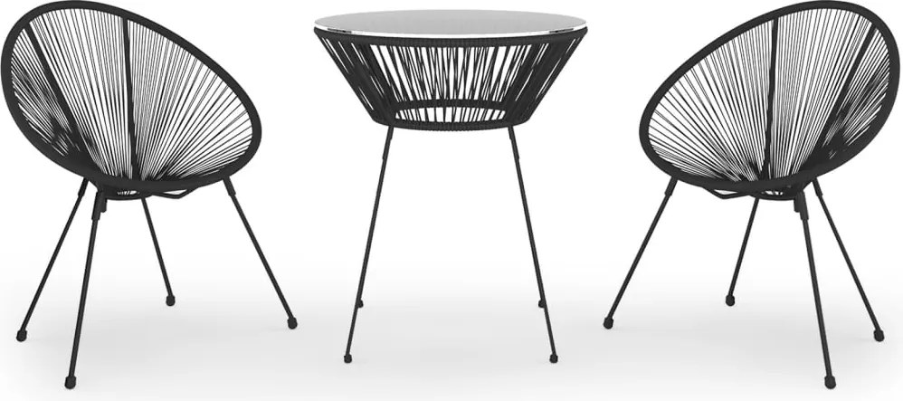 vidaXL Set de mobilier pentru grădină, 3 piese, negru
