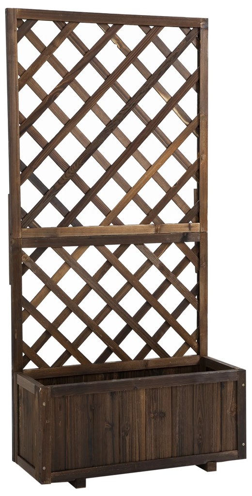 Outsunny Jardinieră de Exterior cu Spalier, Grilaj pentru Plante Cățărătoare și Ghiveci, 72.5x31.5x149.5 cm, Lemn Natural | Aosom Romania