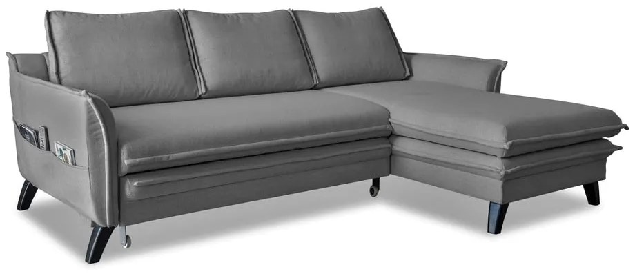 Colțar extensibil cu șezlong pe partea dreaptă Miuform Charming Charlie, gri