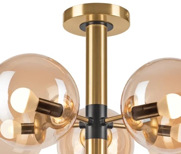 Lustră pe tijă ROLLO 5xE14/5W/230V auriu/bej fumuriu