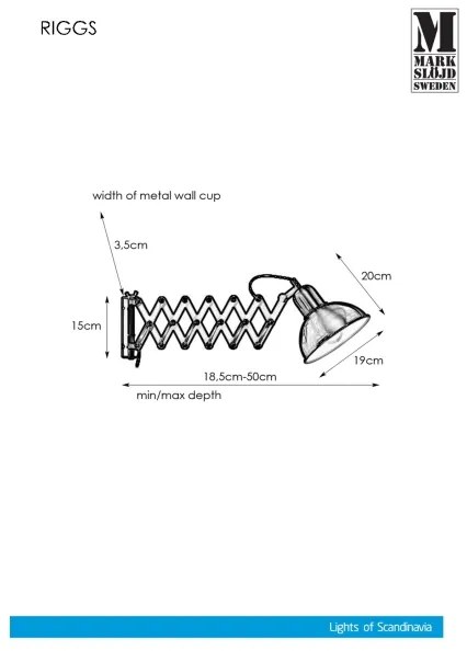 Aplică Markslöjd 108104 RIGGS 1xE27/60W/230V alamă