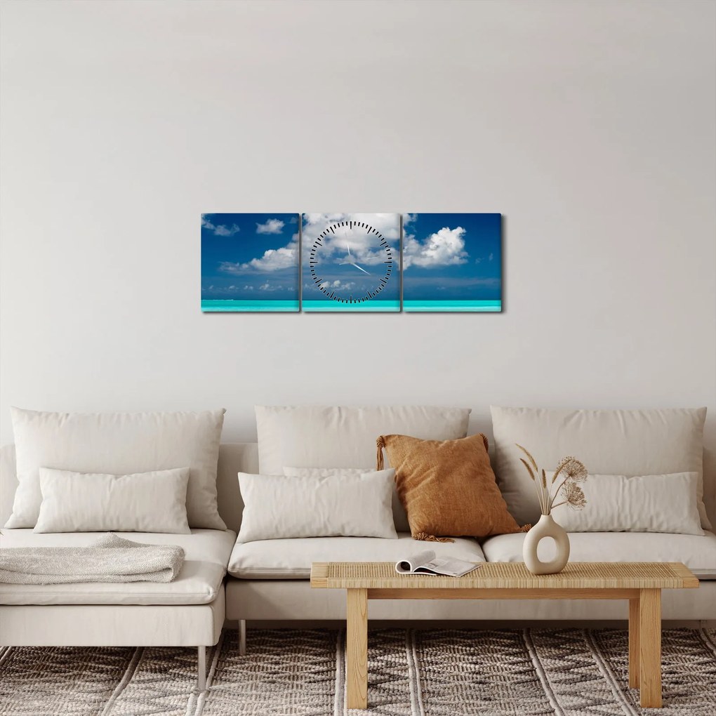 Tablou - Plaja tropică (cu ceas) (90x30 cm)
