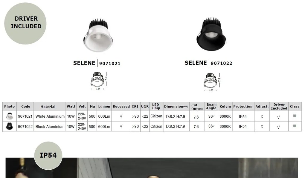 Spot LED incastrabil tavan fals / plafon IP54 SELENE alb