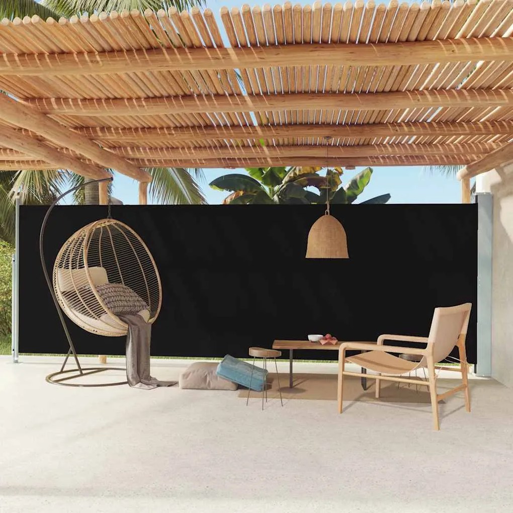 vidaXL Copertină laterală retractabilă de terasă, negru, 180x600 cm