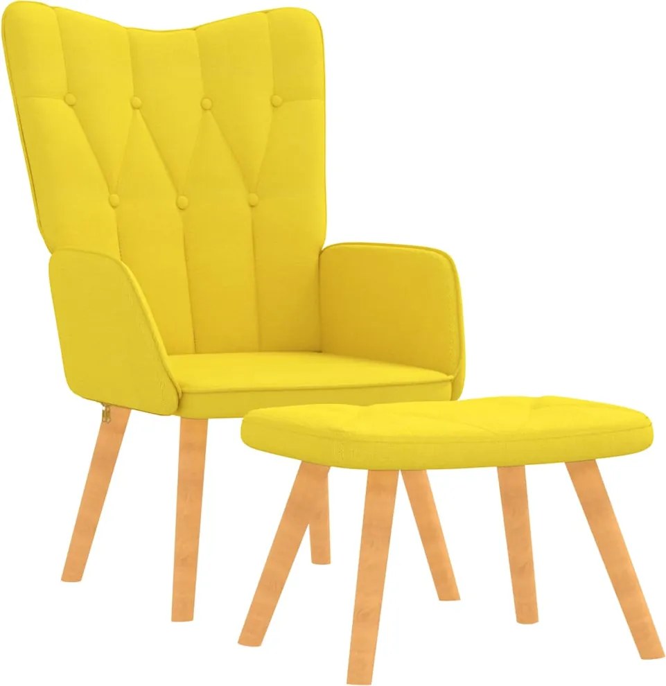 vidaXL Scaun relaxare cu taburet, galben muștar, textil
