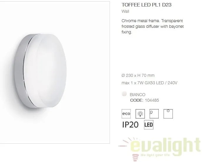 Aplica de perete TOFFEE LED PL1 D23 104485