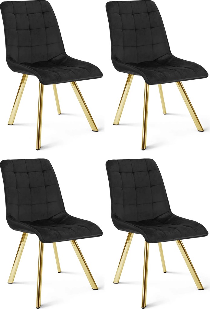 Scaun de masa CIEZA VELVET cu picioare aurii, negru