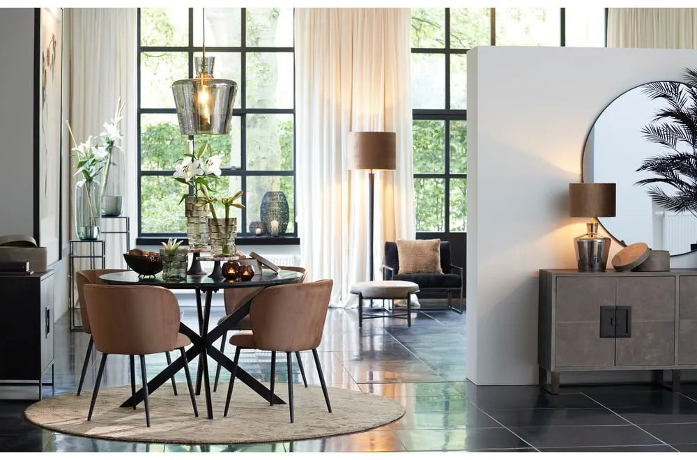 Scaun de dining maro din catifea Elyna – Light & Living