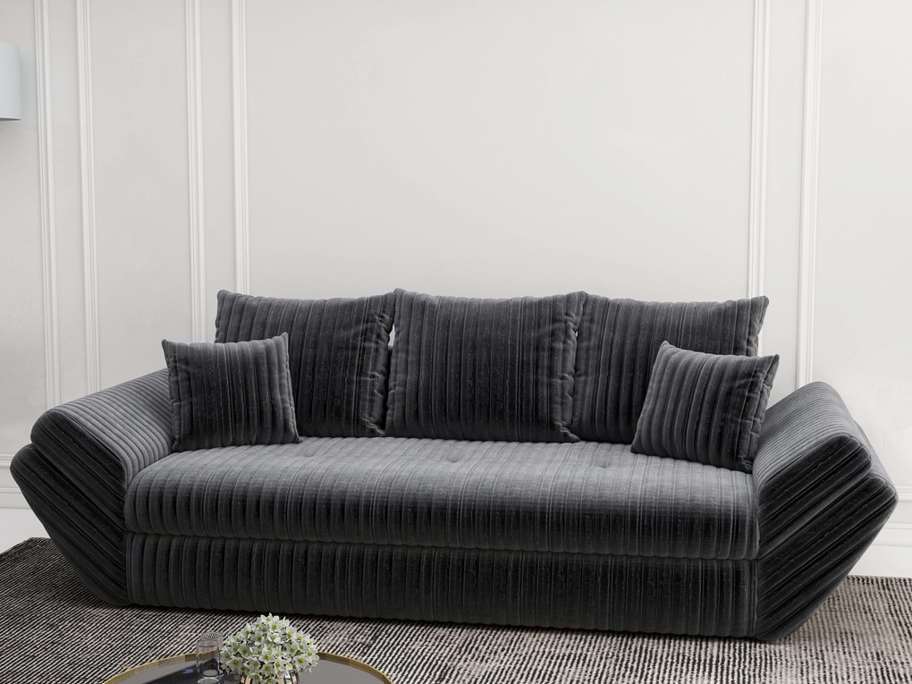 Canapea extensibilă dumonde cu ladă de depozitare si sezut confortabil din spuma high-density, Loana Ambience Grey 250x100 cm