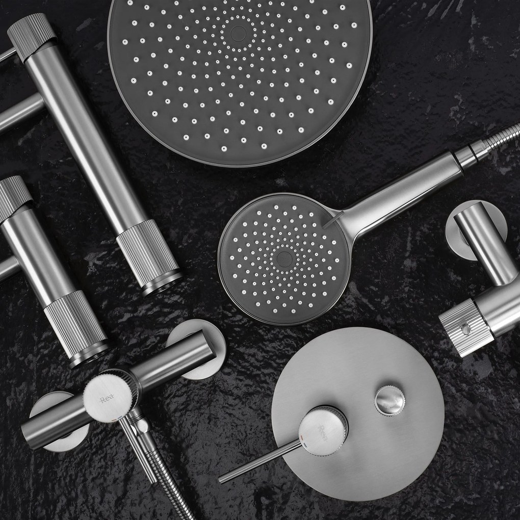 Baterie de duș REA Lungo Stripe BRUSH NICKEL