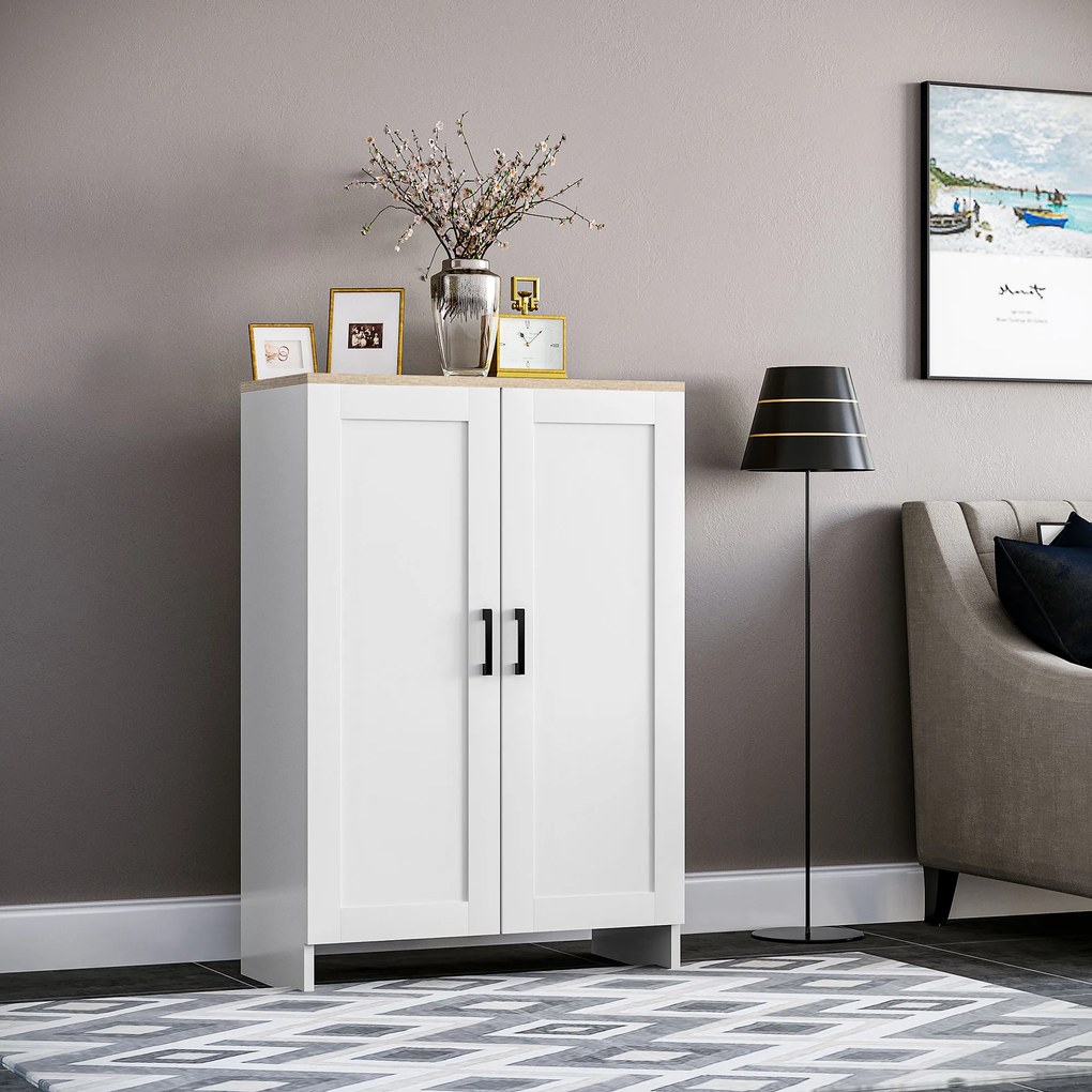 HOMCOM Bufet mobilier bucătărie depozitare cu placard cu uși și rafturi reglabile, 60 x 30 x 90 cm, alb | Aosom Romania