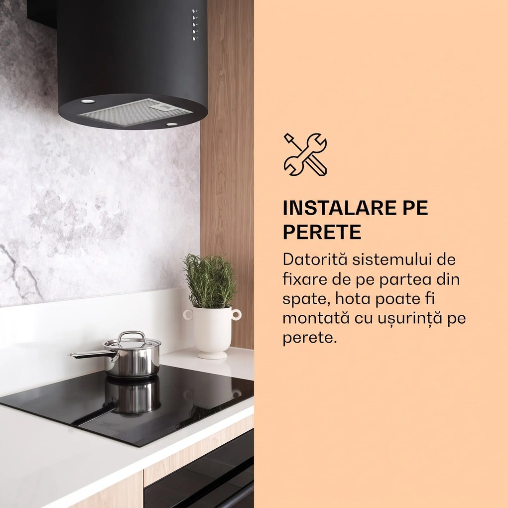 Klarstein Barella, hotă, 35 x 93 x 43 cm, recirculare, 518 m³/h, LED