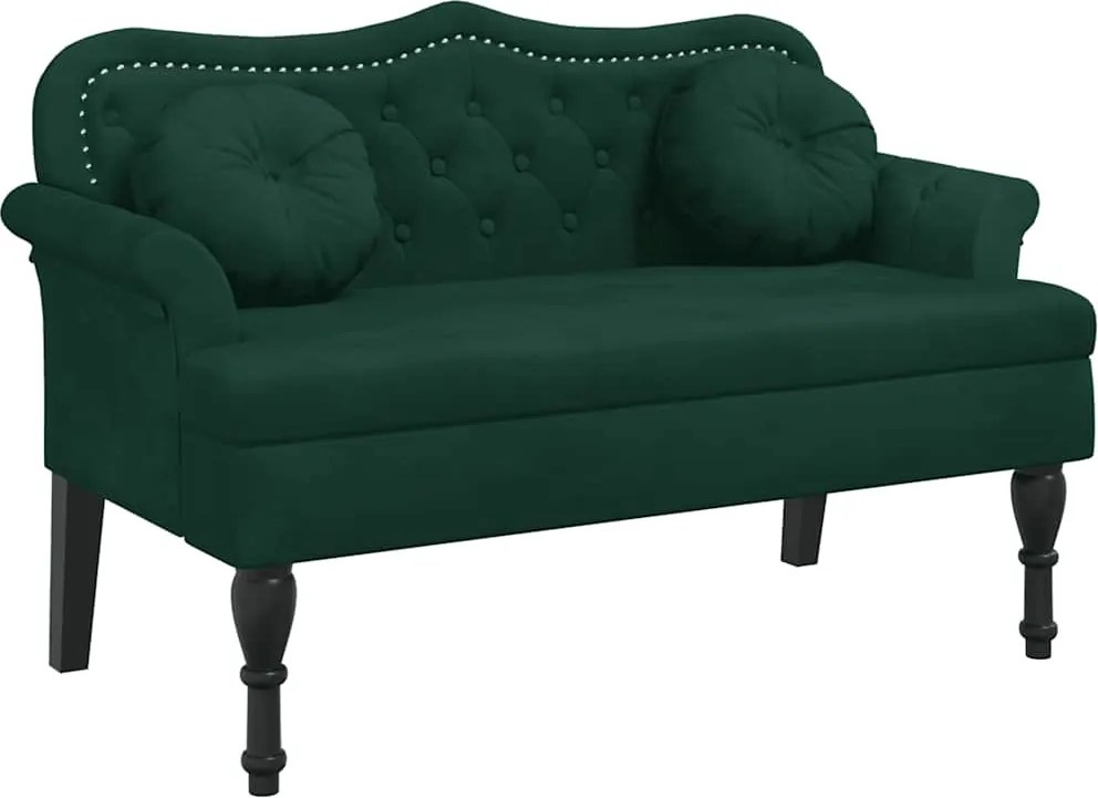 vidaXL Bancă cu perne, verde închis, 120,5x65x75 cm, catifea