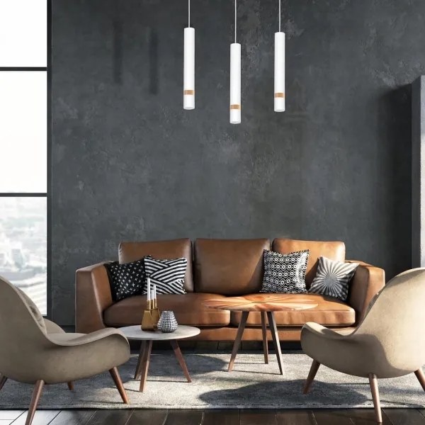 Lustră pe cablu JOKER WHITE WOOD 3xGU10/8W/230V