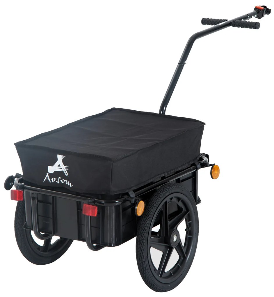 HOMCOM Remorcă Cărucior pentru Bicicletă cu Coș în Oțel, 144x59x80 cm, Negru | Aosom Rmania