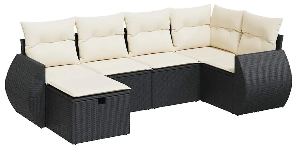 3325582 vidaXL Set mobilier de grădină cu perne, 6 piese, negru, poliratan