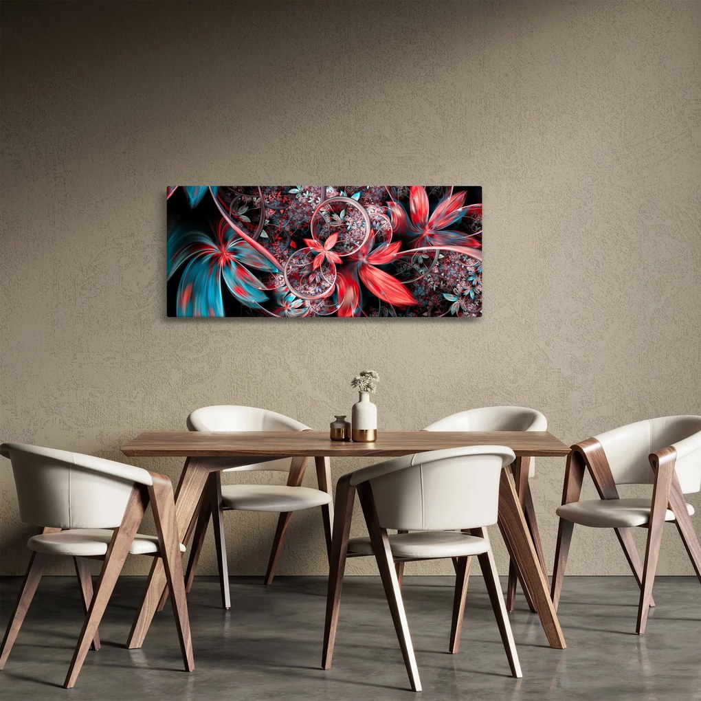 Tablou abstract cu flori exotice (120x50 cm)