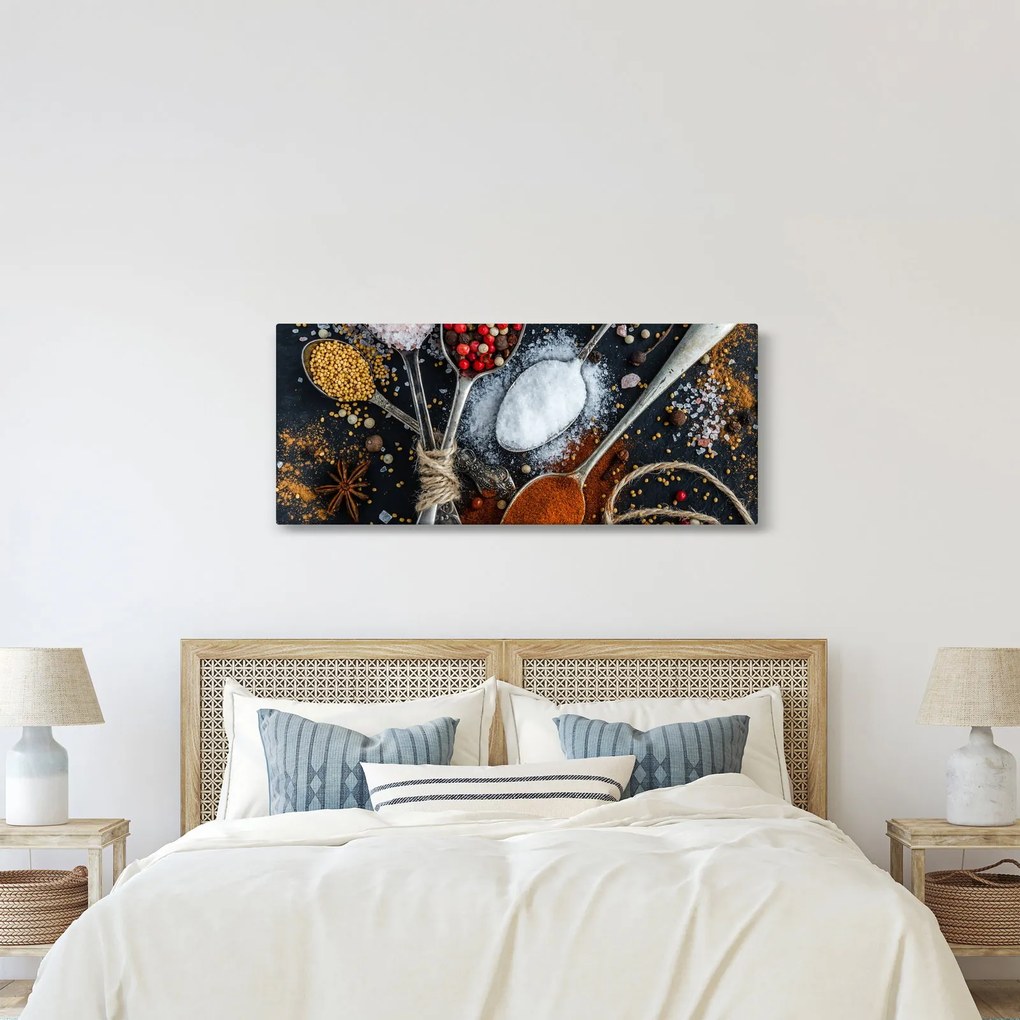 Tablou cu linguri cu condimente (120x50 cm)