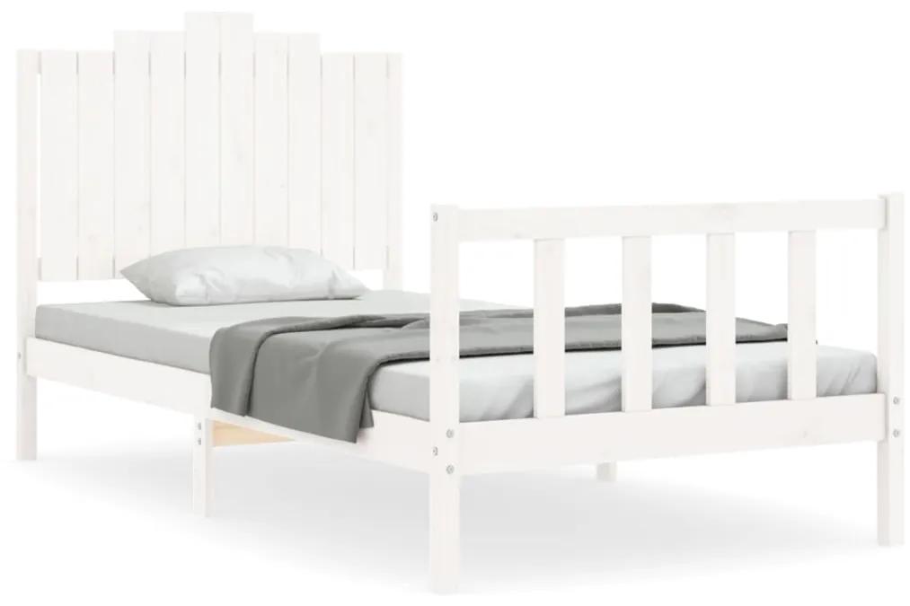 3192287 vidaXL Cadru de pat cu tăblie, alb, 100x200 cm, lemn masiv