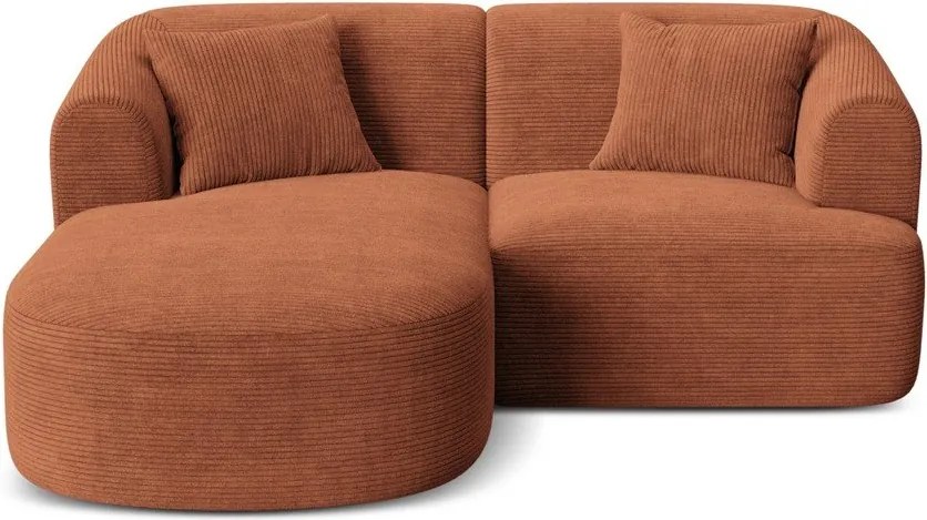 Colțar teracotă cu tapițerie din catifea reiată (cu colț pe partea stângă/cu șezlong) Campi – Cosmopolitan Design