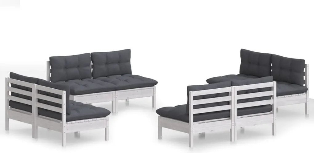 vidaXL Set mobilier de grădină cu perne, 8 piese, antracit, lemn pin